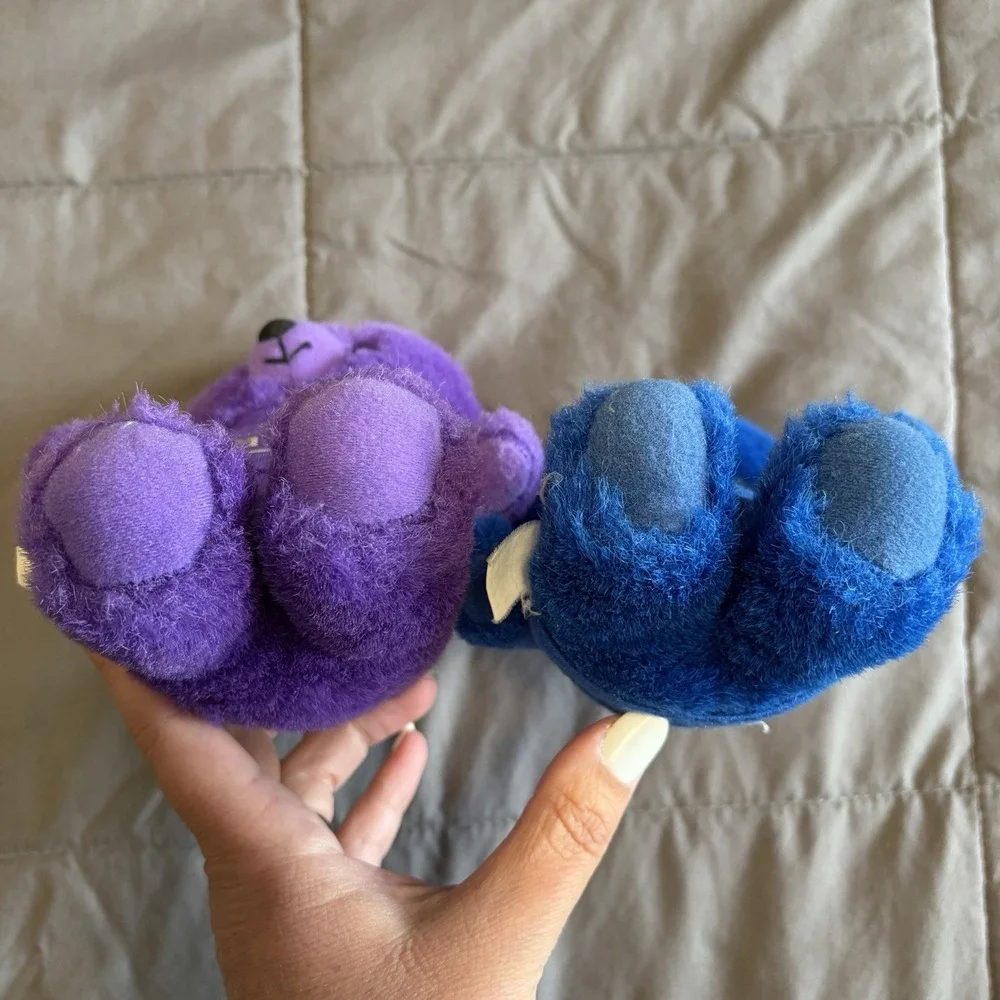 Lot of 2 Blue Purple 1986 Crayola Teddy Bears Stuffie VTG 80s Collectible Colors